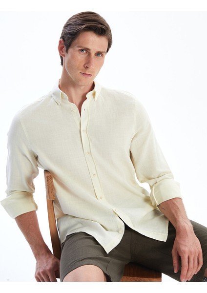 Yeni Sezon Slim Fit Uzun Kollu Armürlü Erkek Gömlek
