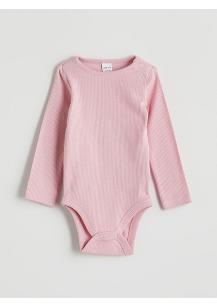 Yeni Sezon Bisiklet Yaka Basic Kız Bebek Çıtçıtlı Body