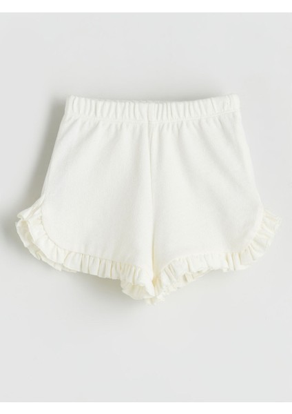 Yeni Sezon Beli Lastikli Fırfırlı Kız Bebek Şort 2'li modelleri