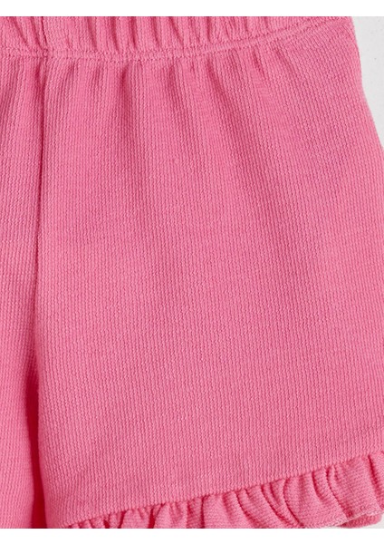 Yeni Sezon Beli Lastikli Fırfırlı Kız Bebek Şort 2'li indirimleri