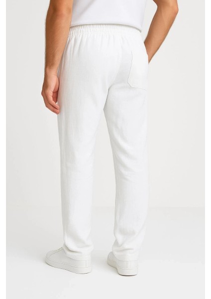 Erkek Keten Pantolon – Cepli, Beli Lastikli ve Bağcıklı, Nefes Alan Rahat Kalıp, Yazlık ve Baharlık Günlük Giyim, Şık & Konforlu Boru Paça Model - Beyaz fiyatları