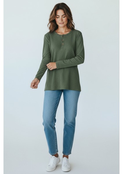 Kadın Yaka Düğme Detaylı Mevsimlik Bluz fırsatları
