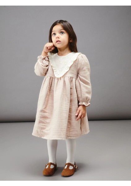 Lcw Baby Bej Bebe Yaka Müslin Kız Bebek Elbise fiyatları