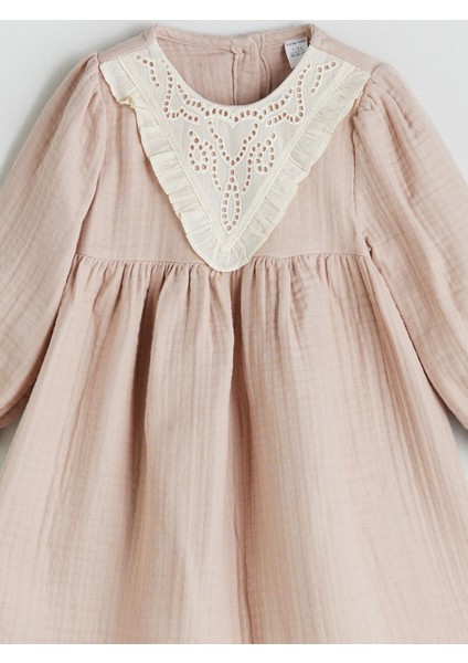 Lcw Baby Bej Bebe Yaka Müslin Kız Bebek Elbise fırsatları