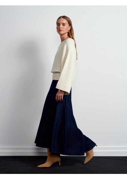 80590 Pileli Uzun Kot Etek-Lacivert modelleri