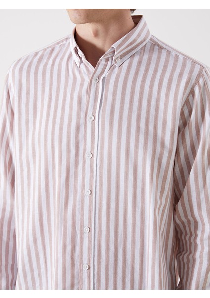 Yeni Sezon Regular Fit Uzun Kollu Çizgili Poplin Erkek Gömlek modelleri