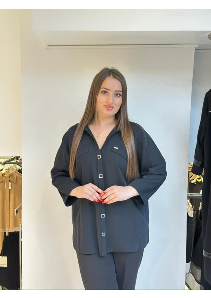 Büyük Beden Cep ve Kollar Detaylı Bluz modelleri