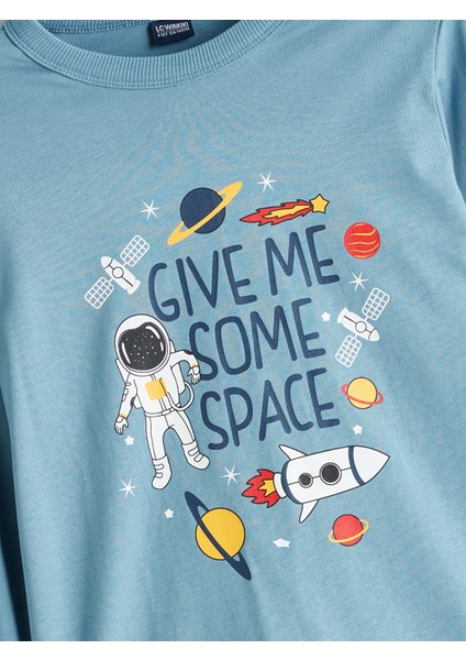 Yeni Sezon Bisiklet Yaka Baskılı Erkek Çocuk Pijama Takımı modelleri