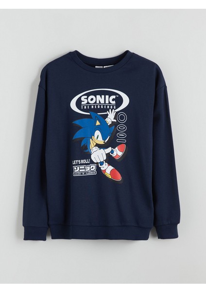 Yeni Sezon Bisiklet Yaka Sonic Baskılı Erkek Çocuk Tişört