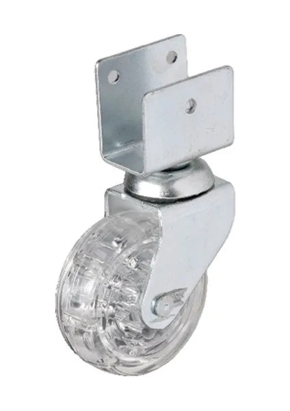 328 - 50X20 mm Şeffaf Makaralı Kısa U Tablalı Teker 4 Adet