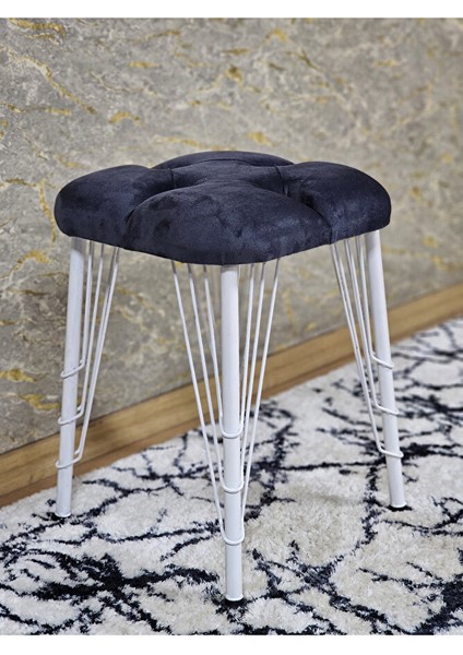 Kare Beyaz Boyalı Telli Ayaklı Tabure - Oturak - Bar Taburesi - Ayaklı Tabure Füme Renk 33 x 48 Boyut/ebat