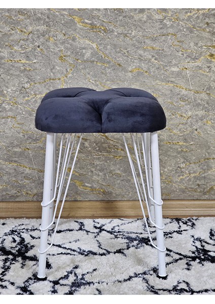 Kare Beyaz Boyalı Telli Ayaklı Tabure - Oturak - Bar Taburesi - Ayaklı Tabure Füme Renk 33 x 48 Boyut/ebat fiyatları