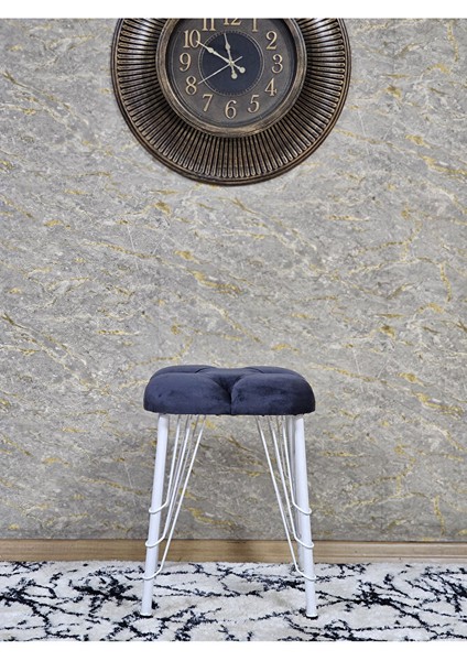 Kare Beyaz Boyalı Telli Ayaklı Tabure - Oturak - Bar Taburesi - Ayaklı Tabure Füme Renk 33 x 48 Boyut/ebat modelleri