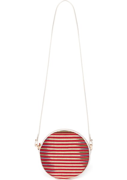 Çona Maxi - İnce Çizgili Bej Deri Yuvarlak Çanta fırsatları