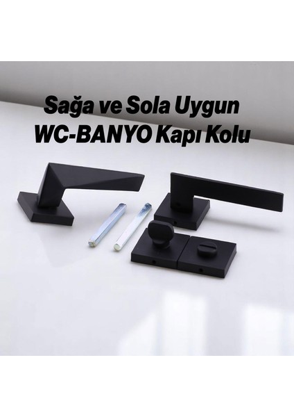 1 Takım Wc Siyah Kapı Kolu Kare Rozetli Ev Kapı Kolları Kilitlenebilir Sağ Sola Uygun fiyatları