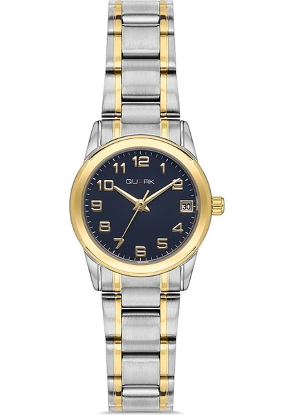 QL-X001SG-2B Çelik Kasa Çelik Kordon Takvimli Kadın Kol Saati