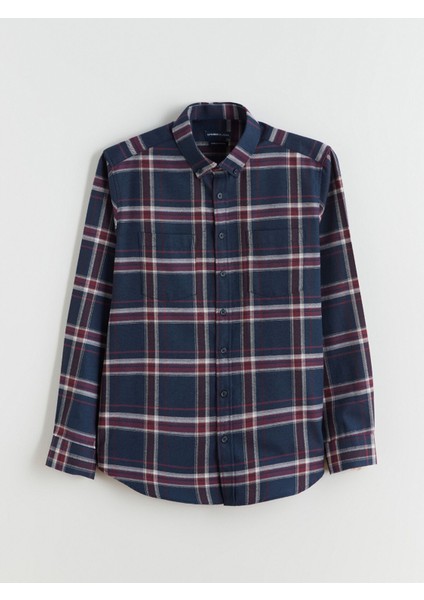 Yeni Sezon Regular Fit Uzun Kollu Ekose Gabardin Erkek Gömlek