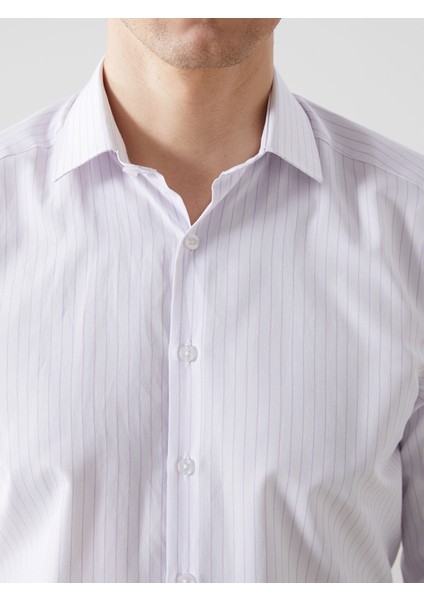 Yeni Sezon Slim Fit Uzun Kollu Çizgili Poplin Erkek Gömlek modelleri