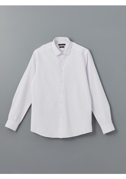 Yeni Sezon Slim Fit Uzun Kollu Çizgili Poplin Erkek Gömlek indirimleri