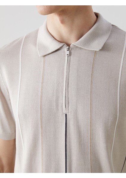 Yeni Sezon Polo Yaka Kısa Kollu Çizgili Erkek Triko Kazak modelleri