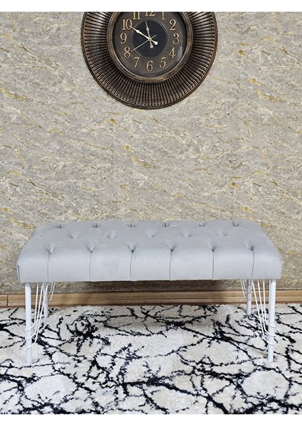 Beyaz Boyalı Tel Ayaklı 90 cm Puf Bench - Puf - Bench - Kasalı Oturak - Oturak - Yatak Ucu Puf Gri Renk 90 x 41 Boyut/ebat fiyatları