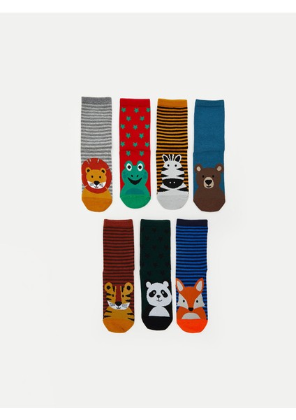 Yeni Sezon Desenli Erkek Çocuk Soket Çorap 7'li