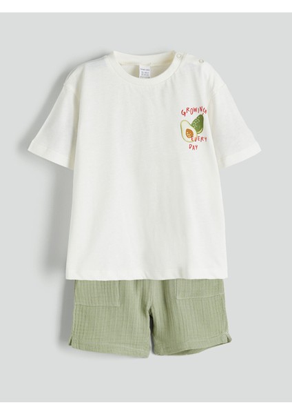 Yeni Sezon Bisiklet Yaka Erkek Bebek Tişört ve Şort 2'li fiyatları