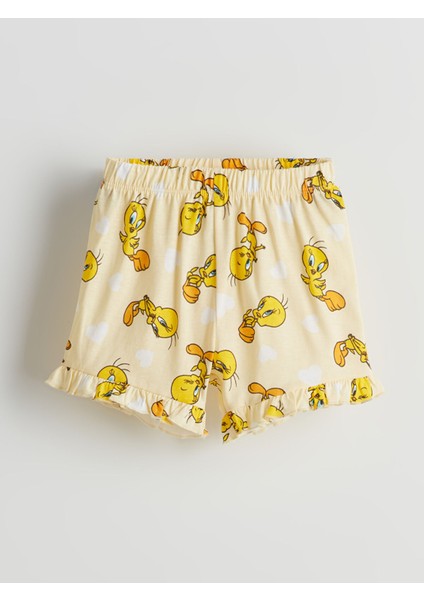 Yeni Sezon Tweety Baskılı Kız Bebek Şortlu Pijama Takım modelleri