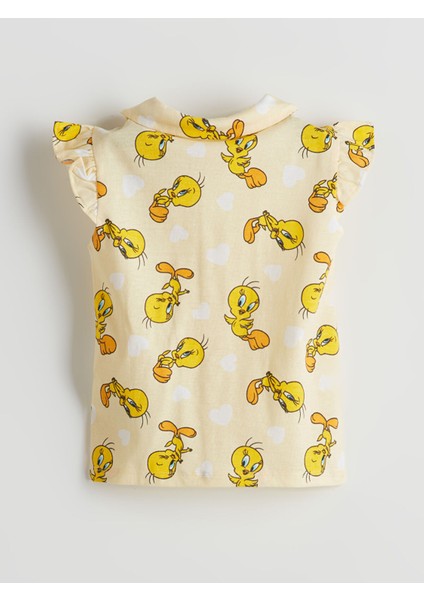 Yeni Sezon Tweety Baskılı Kız Bebek Şortlu Pijama Takım fırsatları