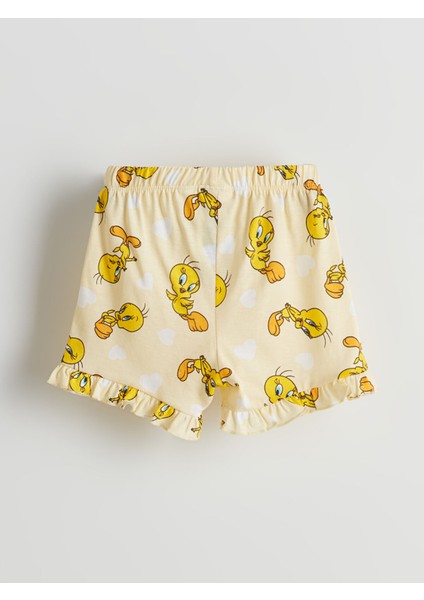 Yeni Sezon Tweety Baskılı Kız Bebek Şortlu Pijama Takım indirimleri