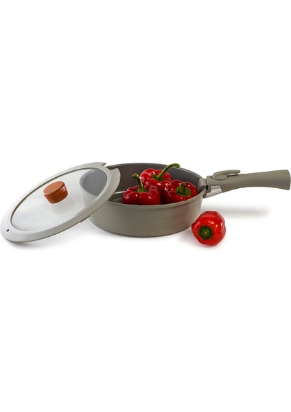 Midas Gri 15 Parça Ayrılabilen Saplı Iç Içe Geçebilen Indüksiyonlu Tencere ve Tava Seti