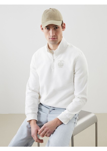 Yeni Sezon Dik Yaka Uzun Kollu Baskılı Erkek Sweatshirt