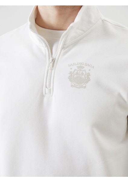Yeni Sezon Dik Yaka Uzun Kollu Baskılı Erkek Sweatshirt modelleri