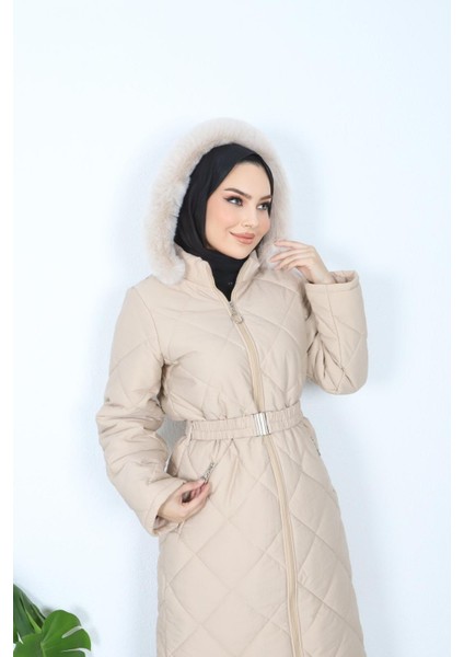 Günay Kadın Kemerli Astarlı Kapitone Mont fırsatları