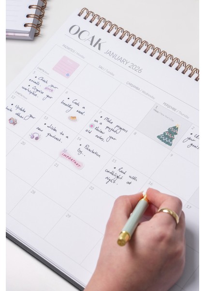 2026 Masaüstü Planlayıcı Takvim 25X35 cm - Siyah modelleri