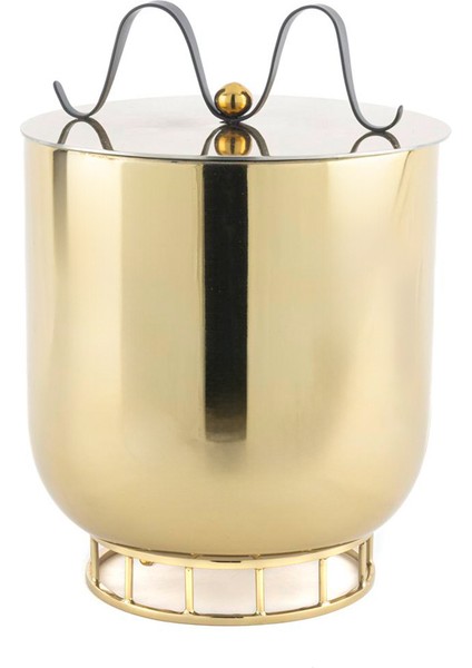 Gold Metal Siyah Kulplu Buz Kovası