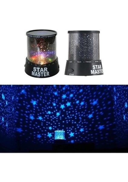 Star Master Pilli Gökyüzü Projeksiyonlu LED Renkli Yıldızlı Tavan Işık Yansıtma Gece Lambası ( Lisinya )