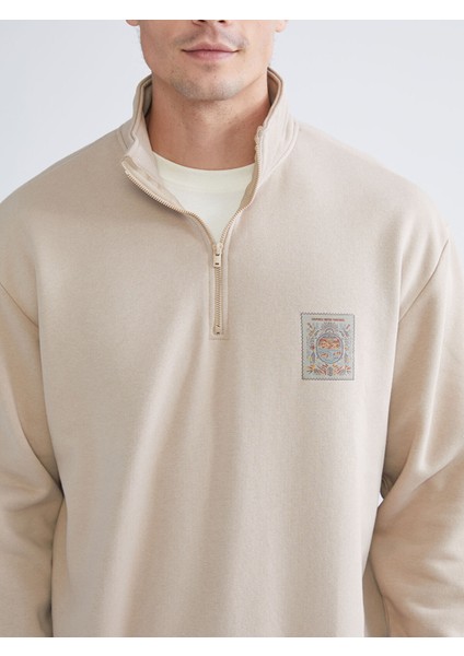 Yeni Sezon Fermuarlı Dik Yaka Uzun Kollu Erkek Sweatshirt modelleri
