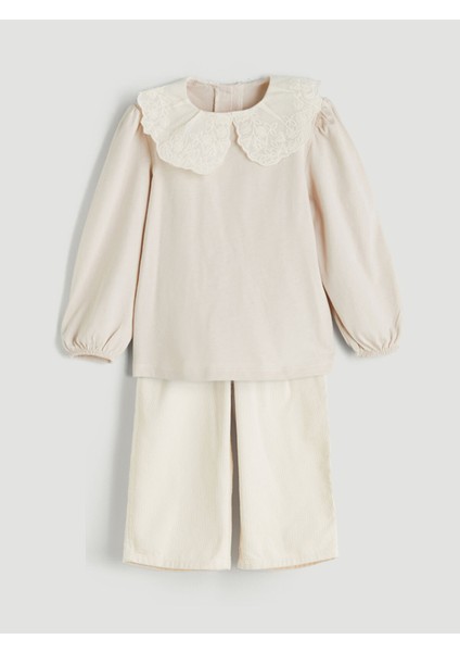Yeni Sezon Bebe Yaka Kız Bebek Bluz ve Pantolon 2'li Takım fiyatları