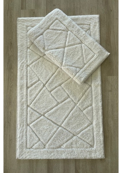 Yumuşak Dokulu, Su Emici, Pamuklu Banyo Paspas Seti, 2'li, 60X100 ve 50X60