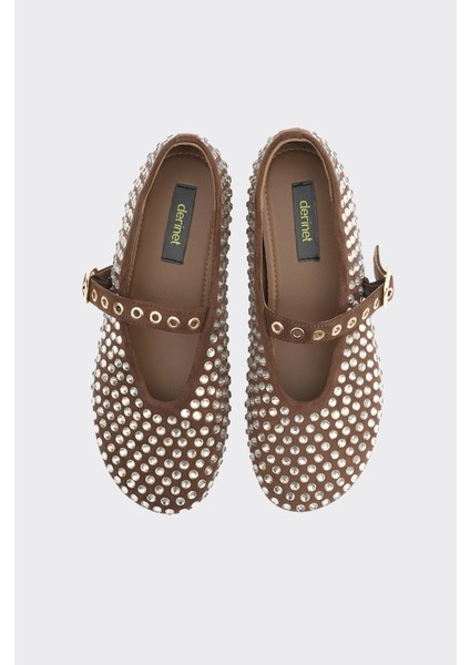 Taş Aksesuarlı Bilekten Bantlı Kadın Babet modelleri