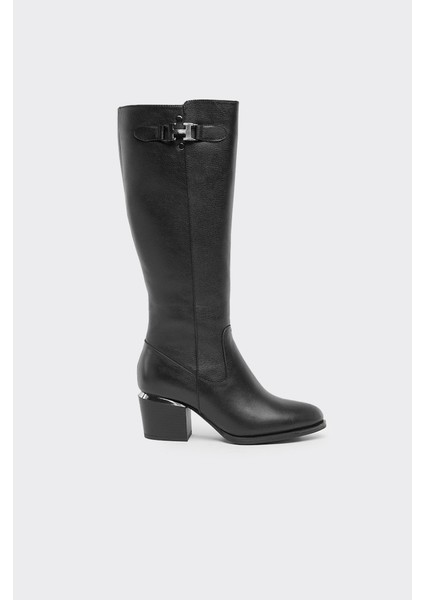 Hakiki Deri Fermuarlı Kadın Çizme