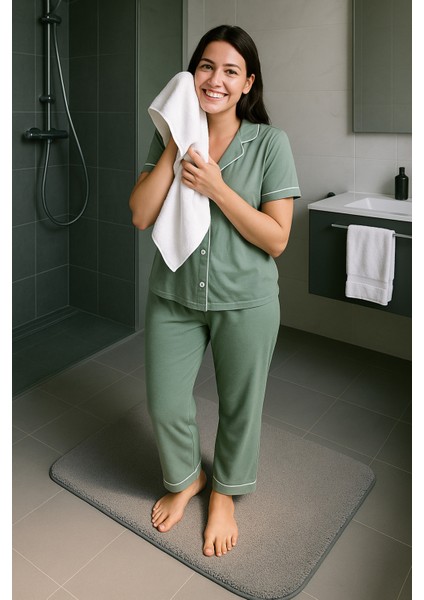 40X60 cm Gri Banyo Paspası, Kaymaz Tabanlı, Su Emici, Kare Tasarım fiyatları