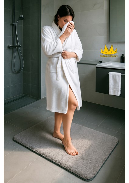 40X60 cm Gri Banyo Paspası, Kaymaz Tabanlı, Su Emici, Kare Tasarım indirimleri