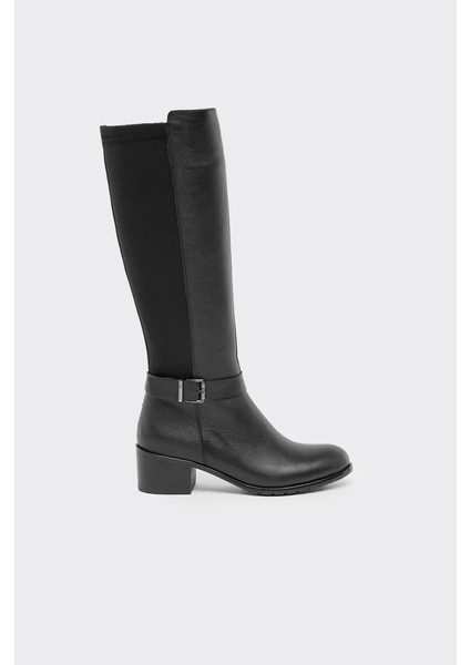 Bilekten Kemerli Hakiki Deri Fermuarlı Kadın Çizme