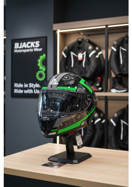 Nukro YM-853 Combat Green Black Kapalı Kask | Pinlock 30 Dahil | Üst Düzey Güvenlik ve Konfor indirimleri