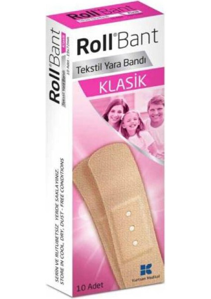 Asfstore Roll Bant Tekstil Yara Bandı Klasik 10'lu