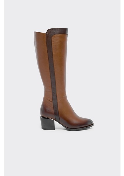 Hakiki Deri Kalın Topuklu Kadın Çizme