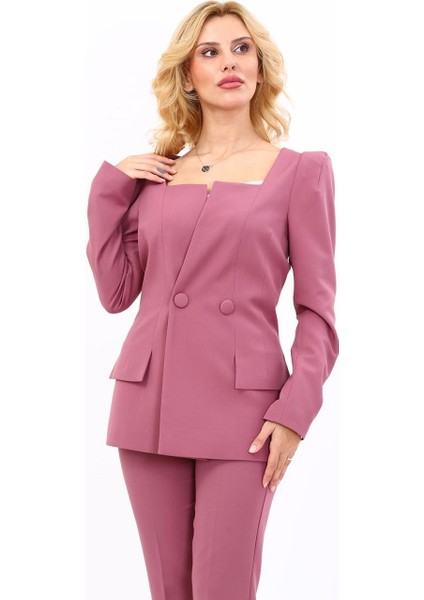 Kare Yaka Ceket-Rose indirimleri