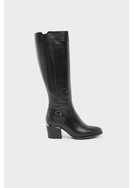 Hakiki Deri Fermuarlı Kadın Çizme